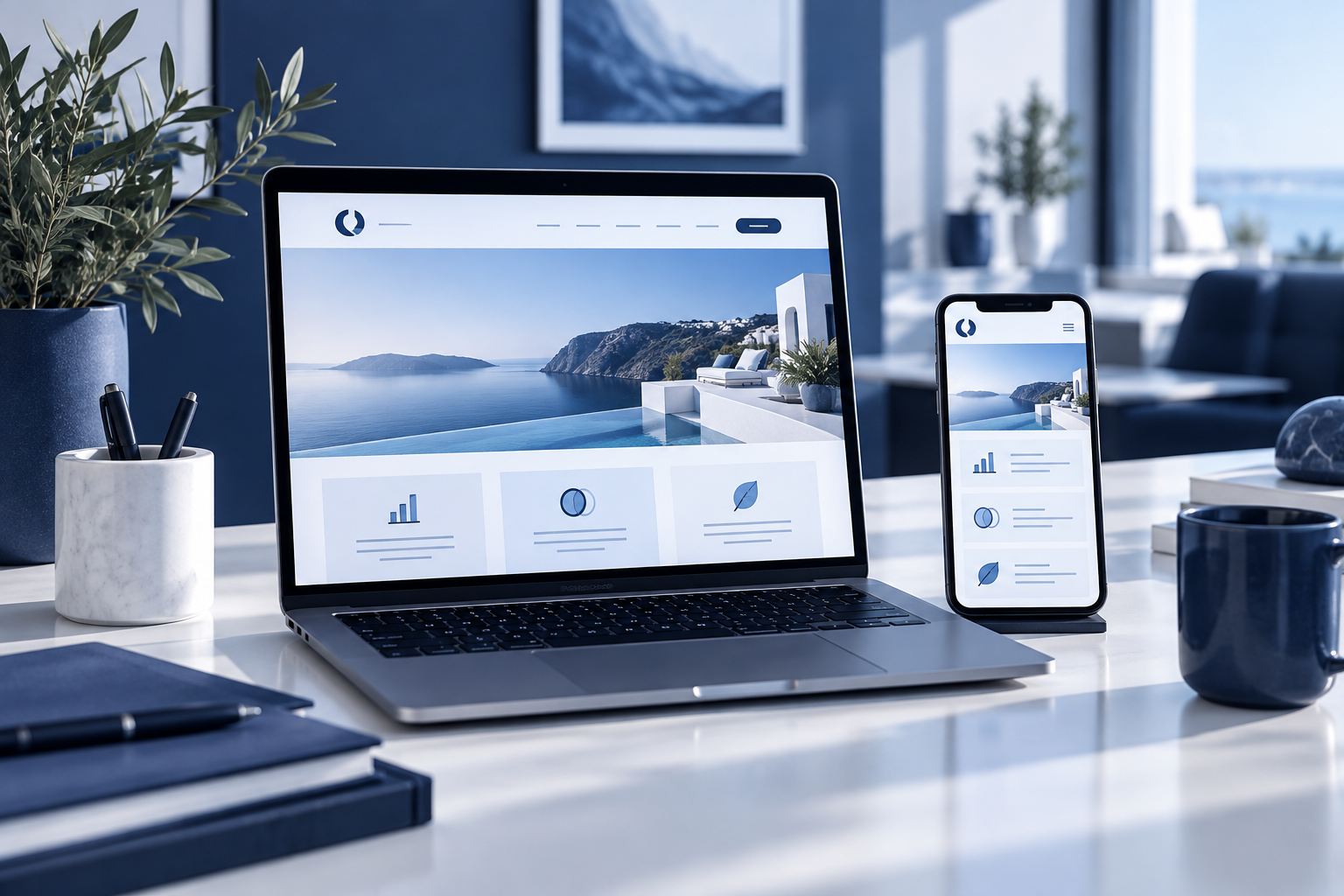 Responsive website design on a desktop screen